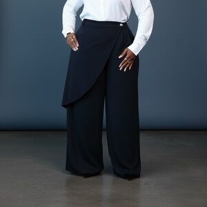 Elegant Navy Blue Wide-Leg Pants